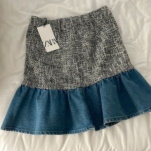 Zara Tweed and Denim Skirt